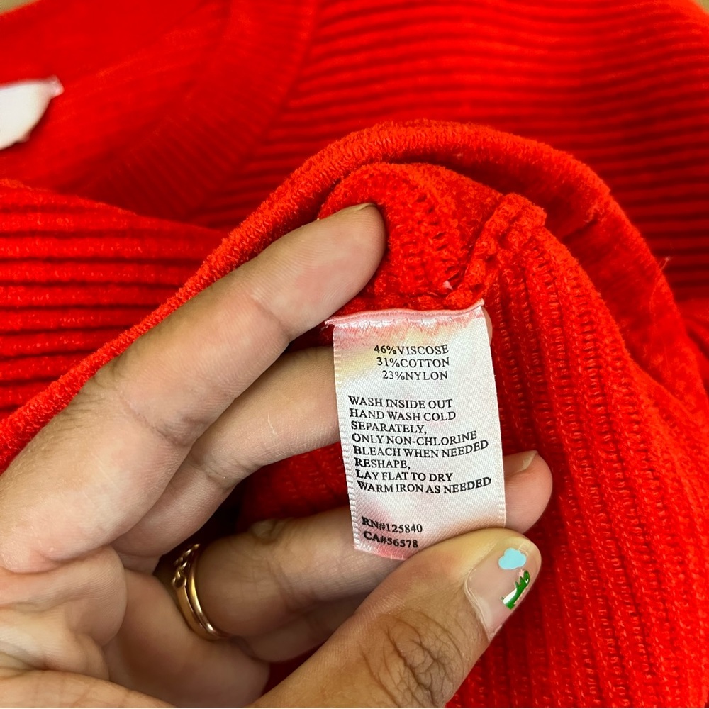 INTERMIX Red Ribbed Crewneck Sweater - Picture 8 of 8
